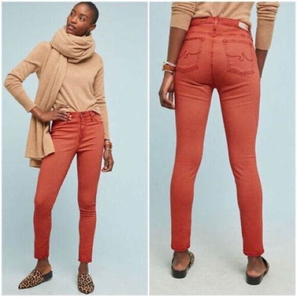 AG ‘The Abbey Ankle’ Mid-Rise Skinny Ankle Pant - Burnt Orange - Picture 1 of 8